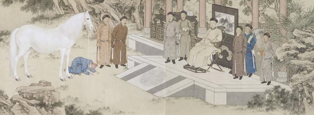 Tartar prostrating before Qianlong Emperor of China (1757).