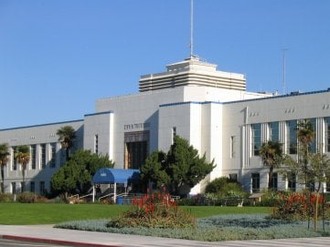 Santa Monica City Hall, designed by Donald Parkinson, with terrazo mosaics by Stanton MacDonald-Wright