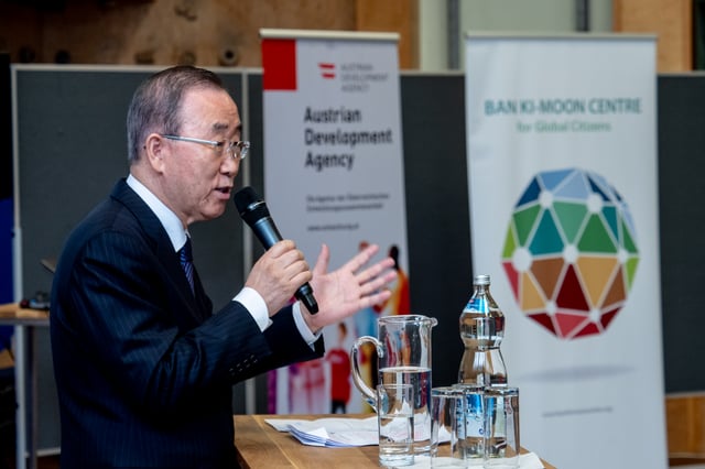 Ban Ki-moon speaking at an event in 2018