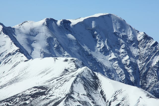 Mount Bazarduzu, the highest peak of Azerbaijan, as seen from Mount Shahdagh