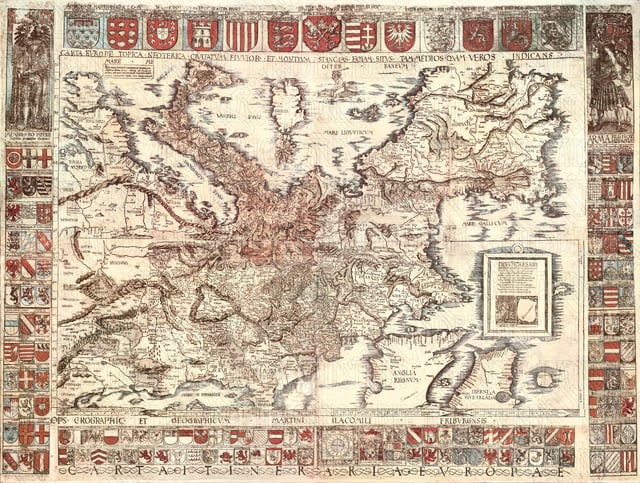 Carta itineraria europae by Waldseemüller, 1520 (dedicated to Emperor Charles V)