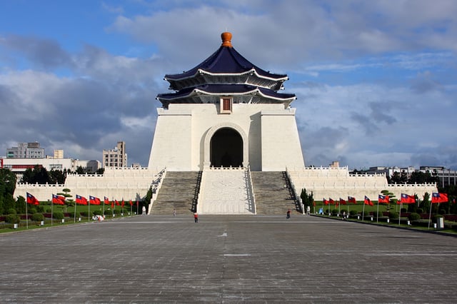 The National Chiang Kai-shek Memorial Hall is a famous monument, landmark, and tourist attraction in Taipei, Taiwan.