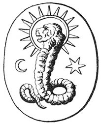 A lion-faced deity found on a Gnostic gem in Bernard de Montfaucon's L'antiquité expliquée et représentée en figures may be a depiction of the Demiurge.