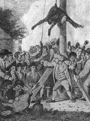 American Patriots mobbing a Loyalist in 1775–76
