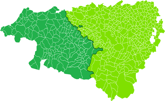 French Basque Country (left side) and the Béarn (right side)