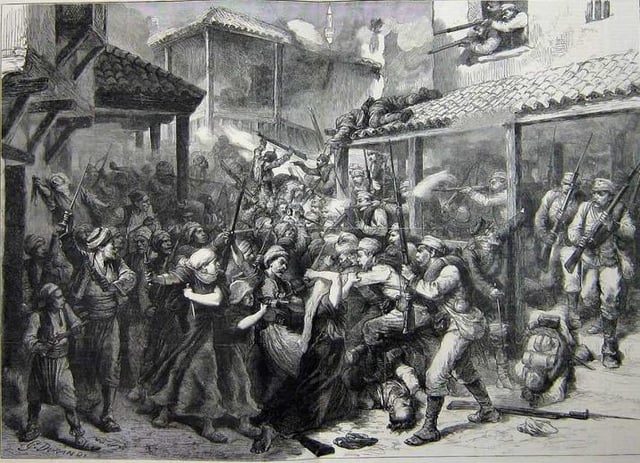 Bosnian Muslim resistance during the battle of Sarajevo in 1878 against the Austro-Hungarian occupation