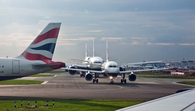 British Airways aircraft queuing for take-off