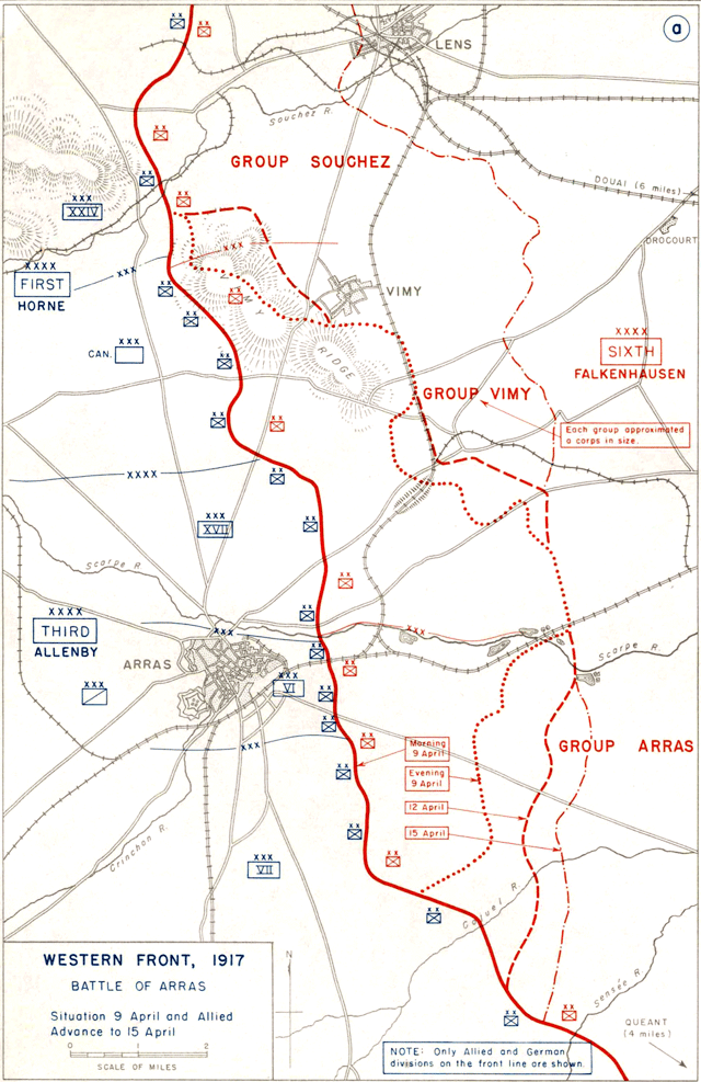 Front lines at Arras prior to the assault.