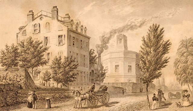 First firefighting reservoir, behind school, 1831