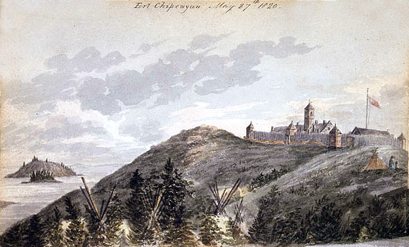 Fort Chipewyan, a trading post and regional headquarters for the Hudson's Bay Company in 1820