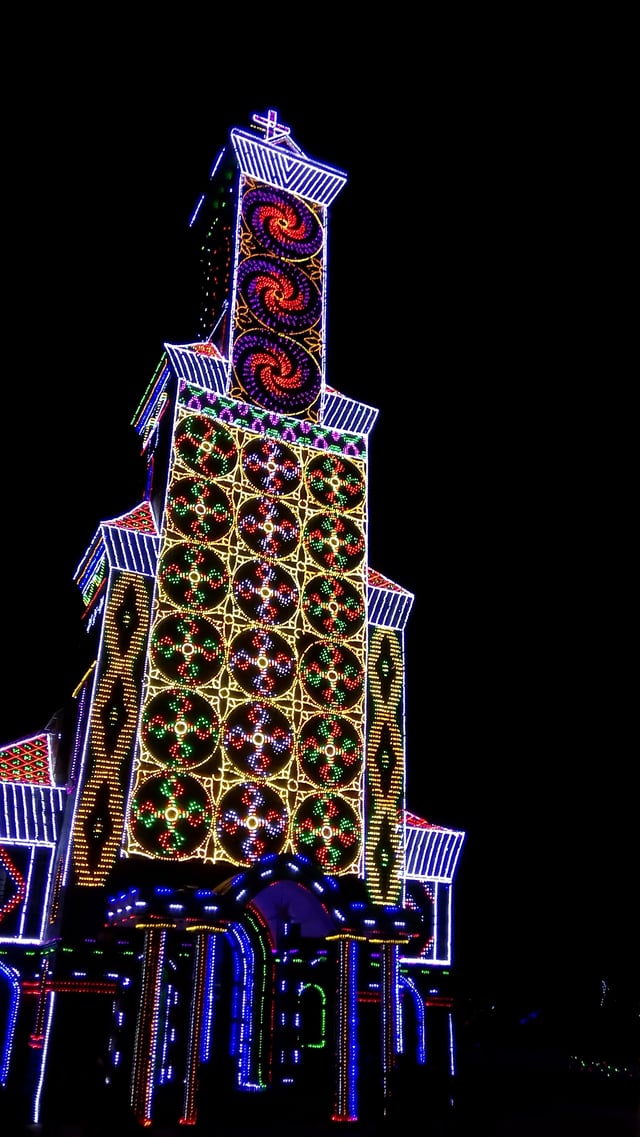 Amaravila CSI Church illuminated