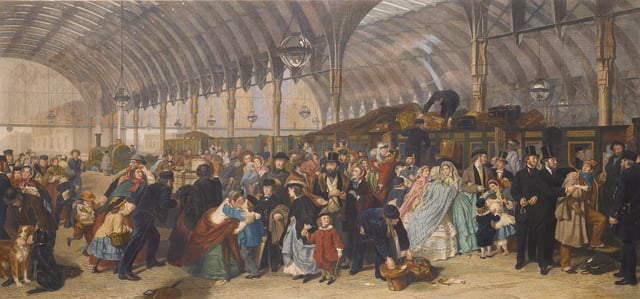 Frith's depiction of Paddington railway station in London.