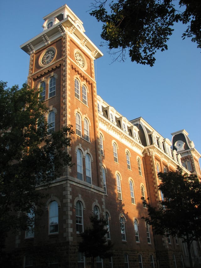 Old Main, part of the Campus Historic District at the University of Arkansas in Fayetteville