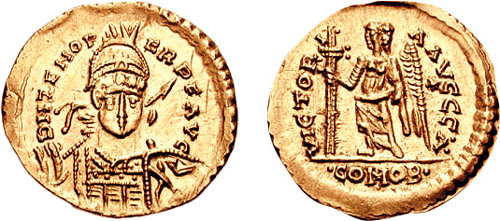 Solidus minted under Odoacer with the name and portrait of the Eastern Emperor Zeno