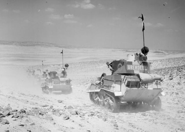 Vickers light tanks in the desert