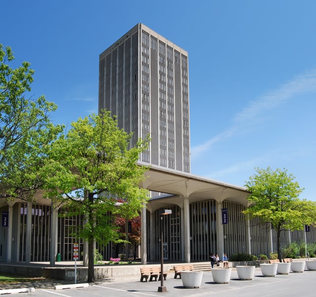 State Quad is one of the four iconic dormitory towers at SUNY Albany's Uptown Campus.