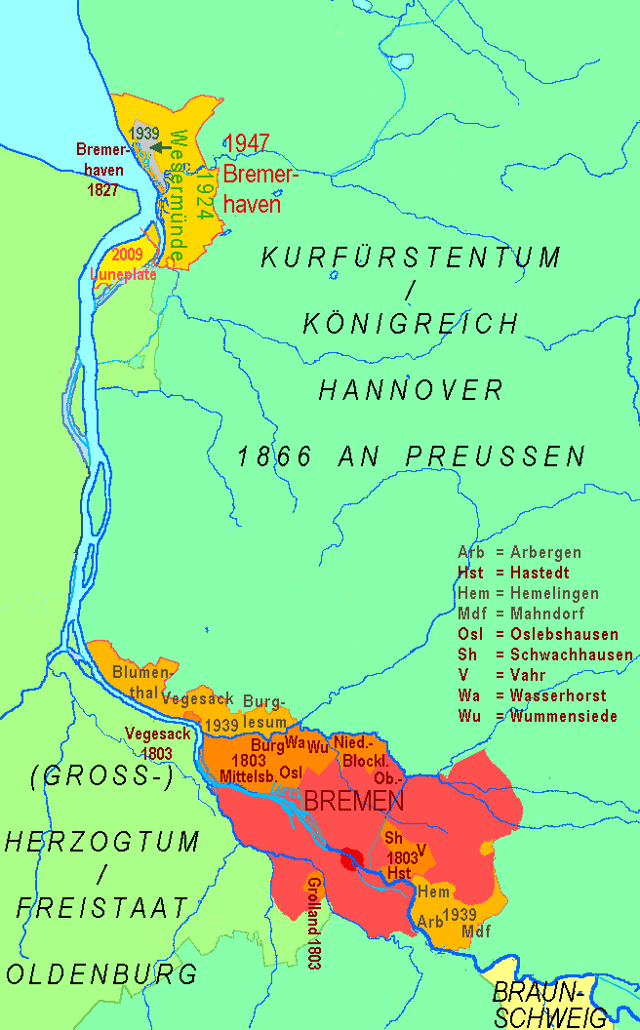 Territory of the Free City of Bremen since 1800