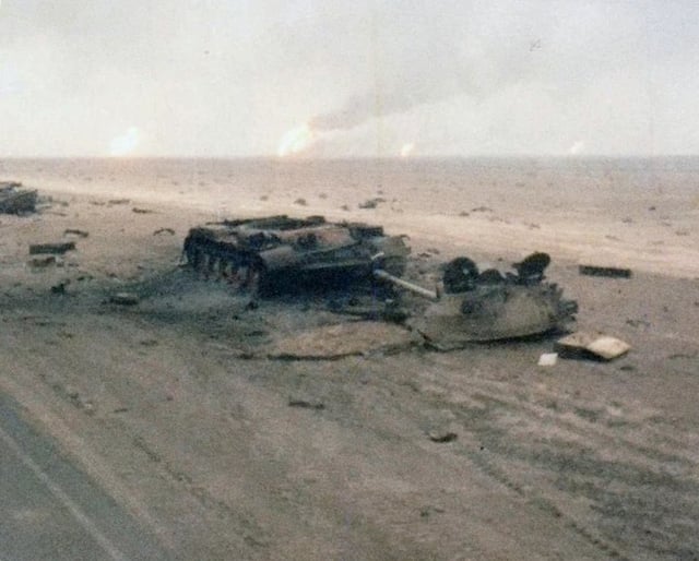 Iraqi tanks destroyed by Task Force 1-41 Infantry, February 1991