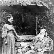 Juliette and Charles by a well at their home Arisbe in 1907