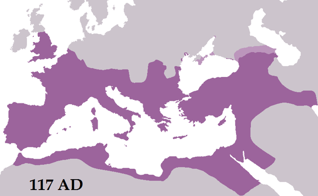 The Roman Empire reached its greatest extent under Trajan in AD 117