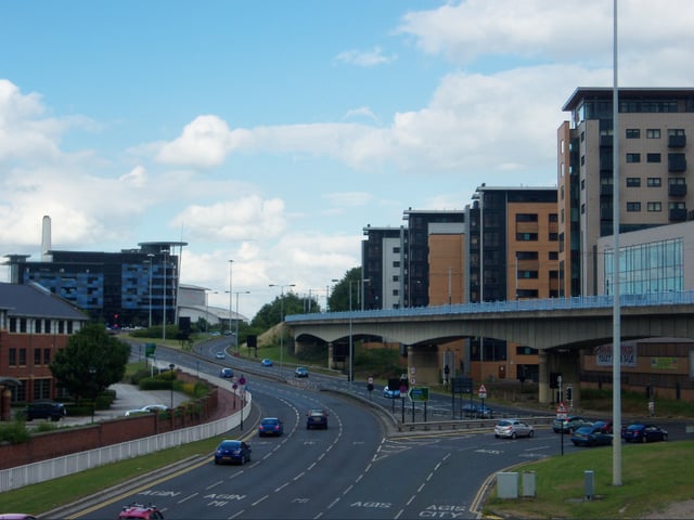 The Sheffield Parkway terminus at Park Square. The opposite end connects to the M1 motorway at Junction 33.