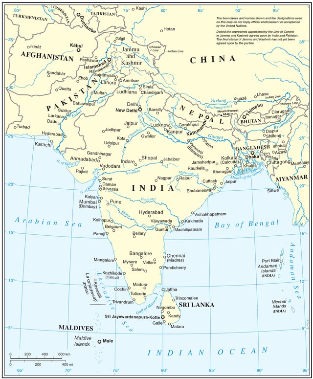 United Nations cartographic map of South Asia. However, the United Nations does not endorse any definitions or area boundaries.