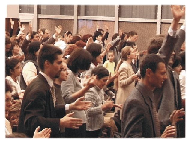 Pentecostals worshiping in Slovakia