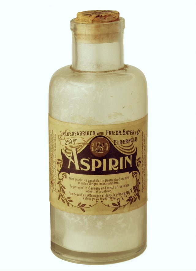 Bottle of Bayer aspirin, 1899