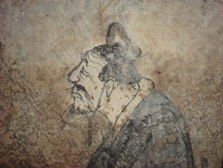 Confucius in a fresco from a Western Han tomb in Dongping, Shandong