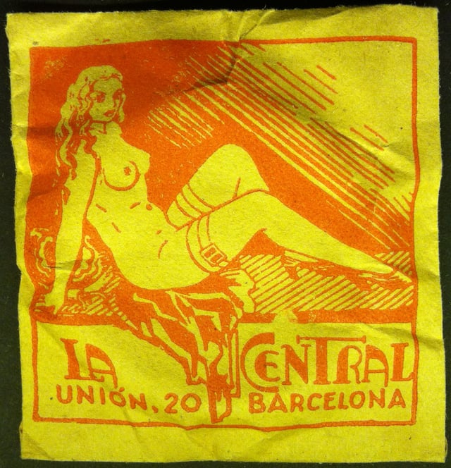An old-fashioned condom package