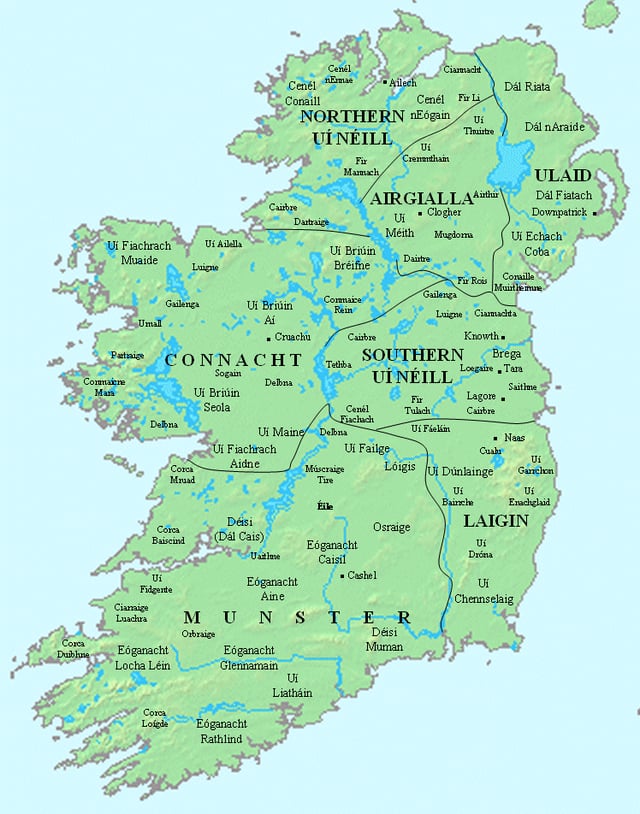 Early peoples in Ireland and the seven provinces as defined in the 11th-century Lebor na Cert (Book of Rights)