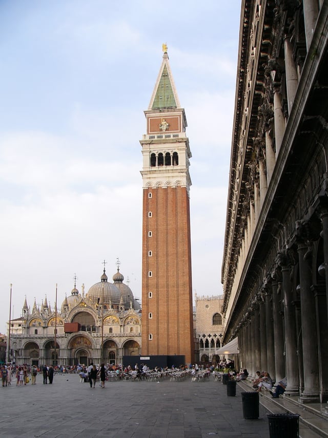 Piazza San Marco in Venice, with St Mark's Campanile and Basilica in the background.