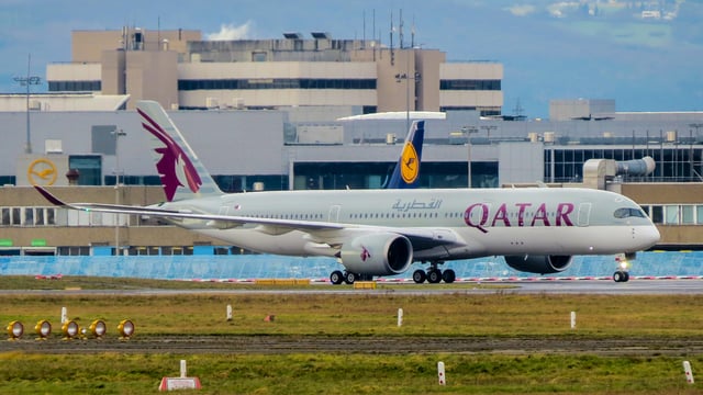 Qatar Airways' first A350-900 XWB (registration: A7-ALA) after the first commercial flight to Frankfurt Airport.