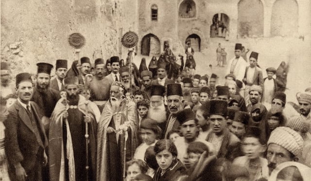 Celebration at a Syriac Orthodox monastery in Mosul, Ottoman Syria, early 20th century.