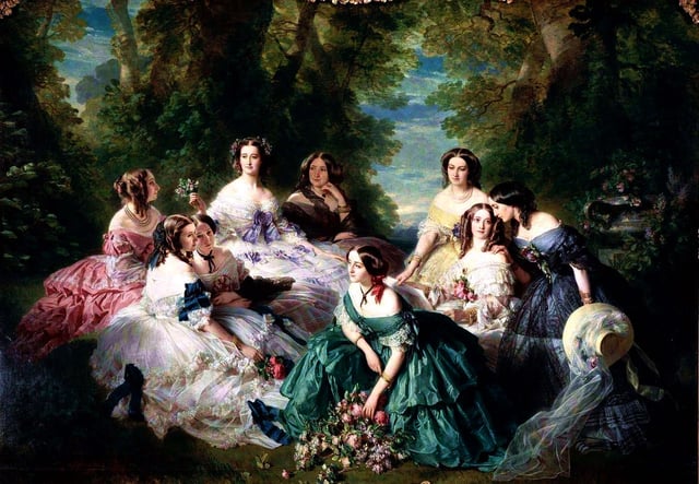 The Empress Eugenie surrounded by her Ladies in waiting, circa 1855