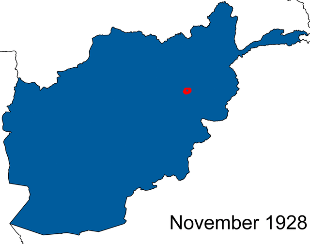 An animated map of the Afghan Civil War of 1928-1929. Red = Saqqawists, Blue = Anti-Saqqawists. This map does not show the concurrent Soviet war against the Basmachi in northern Afghanistan.