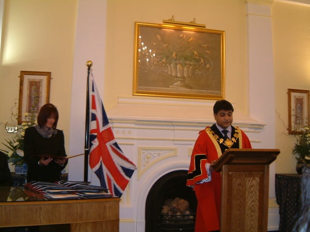 A British citizenship ceremony in the London Borough of Tower Hamlets, 2005.