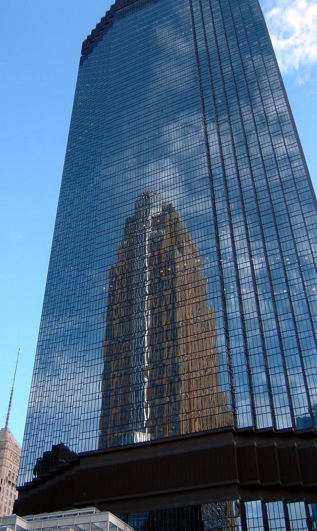 The IDS Tower, designed by Philip Johnson, is the state's tallest building, reflecting César Pelli's Art Deco-style Wells Fargo Center.
