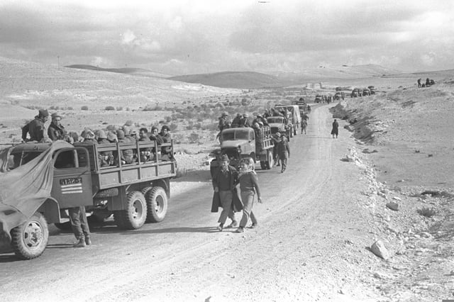 An Israeli convoy in the Negev during Operation Horev