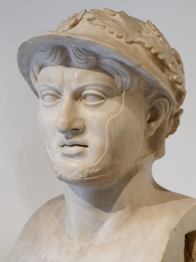Bust of Pyrrhus, found in the Villa of the Papyri at Herculaneum, now in the Naples Archaeological Museum. Pyrrhus was a brave and chivalrous general who fascinated the Romans, hence his presence in a Roman house.