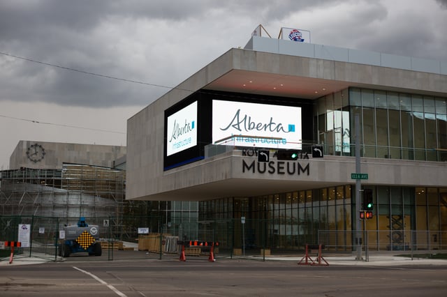 Construction for the Royal Alberta Museum's new building, which opened in early October 2018. The museum is the largest museum in Alberta by floorspace.