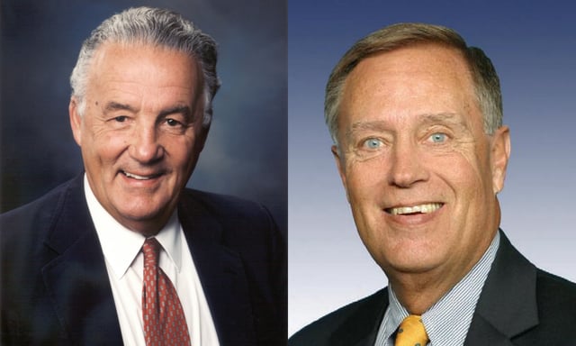 Sen. Paul Sarbanes (D–MD) and Rep. Michael G. Oxley (R–OH-4), the co-sponsors of the Sarbanes–Oxley Act