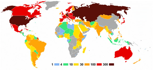 Number of competitors per nation.