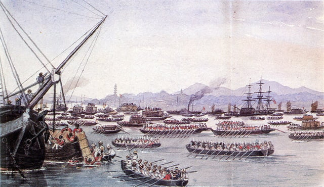The British assault on Canton during the First Opium War in 1841