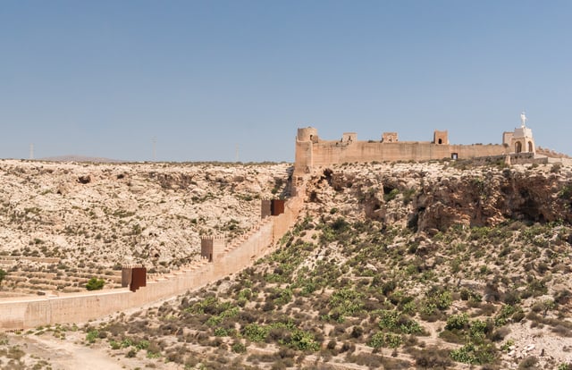 The walls of the Alcazaba of Almería, Spain, provided the locale for a bazaar in the movie.