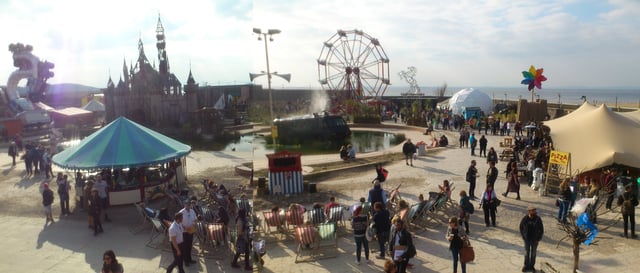 Dismaland (2015), a "bemusement park" in Weston-super-Mare