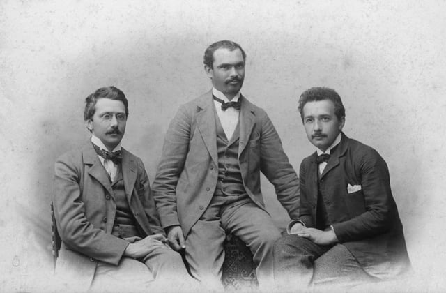 Olympia Academy founders: Conrad Habicht, Maurice Solovine and Einstein