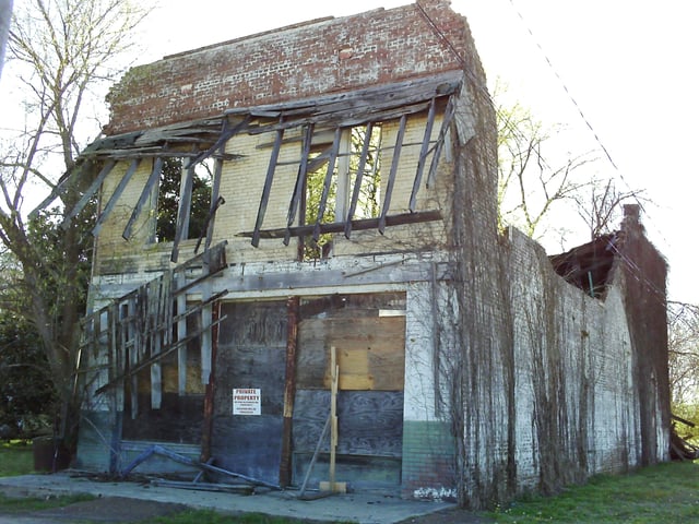 The remains of Bryant's Grocery and Meat Market as it appeared in 2009