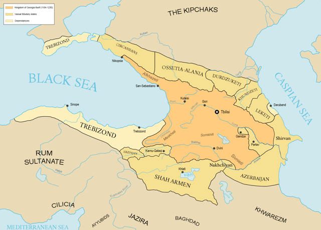 Kingdom (Empire) of Georgia in 1184–1230 at the peak of its might