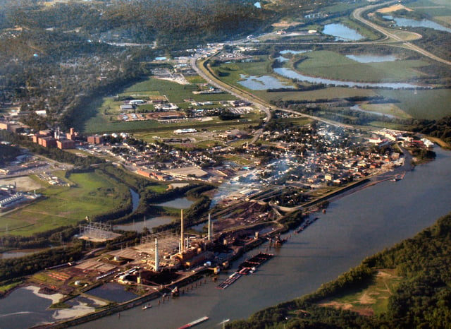 Lawrenceburg, Indiana, is one of many towns that use the Ohio as a shipping avenue.